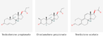 Molecular structures of Testosterone propionate, Drostanolone propionate and Trenbolone acetate