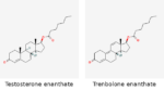 Molecular structures of Testosterone enanthate and Trenbolone enanthate